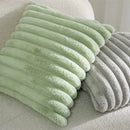 Axyaa Green Rabbit Fur Cushion Cover | Plush Soft Pillowcase for Sofa Décor