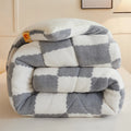 Axyaa Thickened Coral Fleece Checkerboard Queen Size Winter Blanket