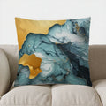 Axyaa Gold & Teal Marbled Cushion Cover - Abstract Pattern for Sofa, Bedroom, Car