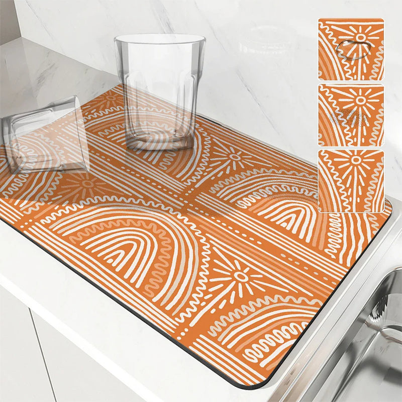 Axyaa Geometric Shapes Kitchen Drying Mat Square Table Decor Mats