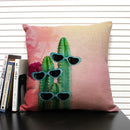 Axyaa Cactus Pineapple Pattern Cushion Cover 45x45 Linen Pillowcase