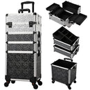 Axyaa 4 in 1 Makeup Trolley Case on Wheels with Lock Salon Storage Case