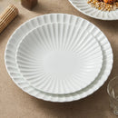 Axyaa White Porcelain Disc Shallow Plate Set for High-End Dining Experience
