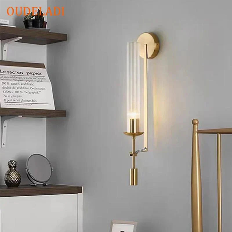 Axya Gold Tube Wall Sconce Retro Nordic Lighting