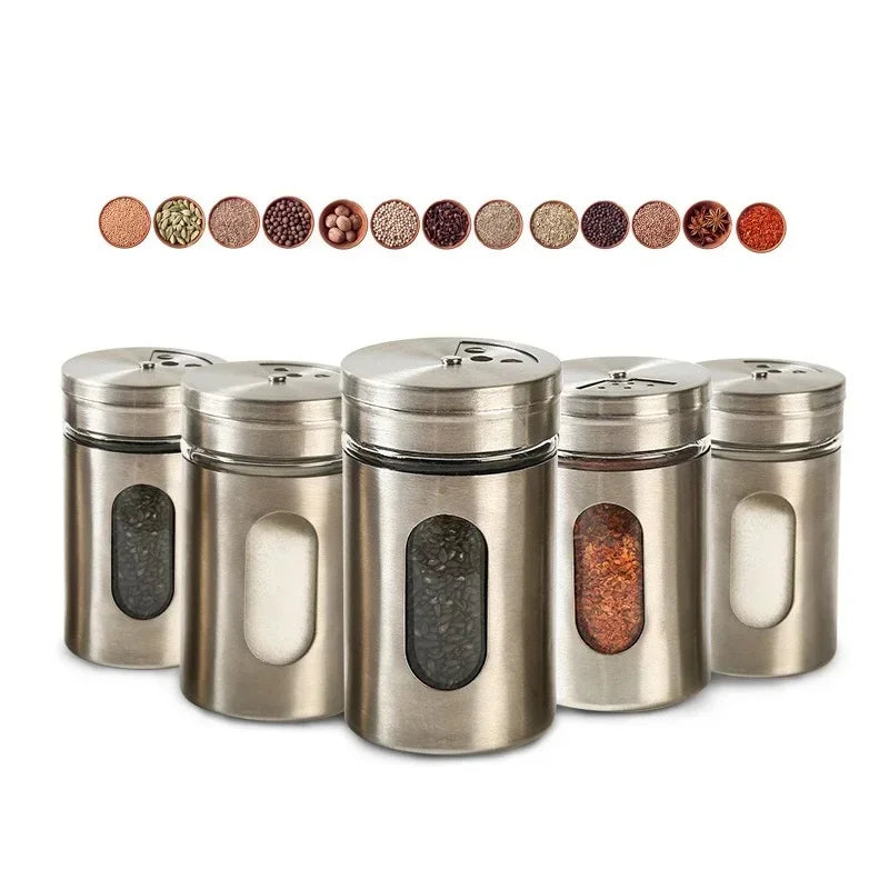Axyaa Stainless Steel Spice Shaker Seasoning Pot Rotating Kitchen Gadget