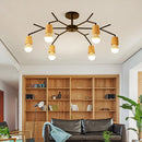 Axyaa Nordic Wood Ceiling Lights Modern Sputnik Chandelier for Home Decor