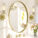 Axyaa Brass Framed Oval Wall Mirror for Entry Living Room Bathroom Decor