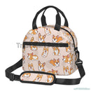 Axyaa Corgi Dogs Thermal Lunch Bag Insulated Tote with Shoulder Strap