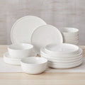 Axyaa Porcelain Dinnerware Set: 12/16/18/24 pcs with Plates, Bowls - Classic White