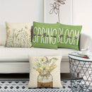 Axyaa Plant Flower Print Pillowcase - Green Polyester Cushion Cover