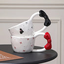 Axyaa Cute Cat Ceramic Coffee Mug with Large Handle and Knotbow Decor - 10oz