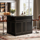 Axyaa 4-Tier L-Shaped Bar Cabinet with Stemware Racks in Black
