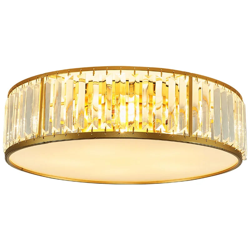 Axyaa Modern Luxury Crystal Ceiling Lamp, LED Nordic Chandelier for Bedroom and Living Room, Round Black Gold