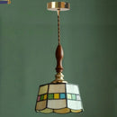 Axyaa Gold Brass LED Pendant Light with White Glass Lampshade & Wood Handle