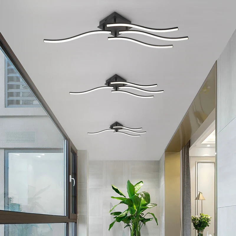 Axyaa Rotatable LED Ceiling Light Tricolor Dimmable Modern Chandelier Gray