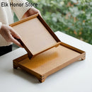 Axyaa Bamboo Tea Tray - Solid Wood Serving Tray for Kung Fu Tea Cup