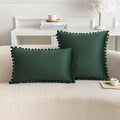 Axyaa Nordic Velvet Pillowcase with Pompoms Edge - Soft Cushion Cover for Home Decor