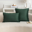 Axyaa Velvet Pompom Throw Pillow Cover - European Luxury Cushion Case