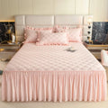 Axyaa Quilted Bed Skirt Mattress Protector Bedspread Solid Color Skin-friendly