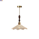 Axyaa Vintage LED Pendant Lamp with Walnut Handle & Clear Glass Shade