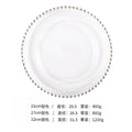Axyaa Glass Bead Plate: Gold-Plated Round Pearl Steak Plate, Large Size