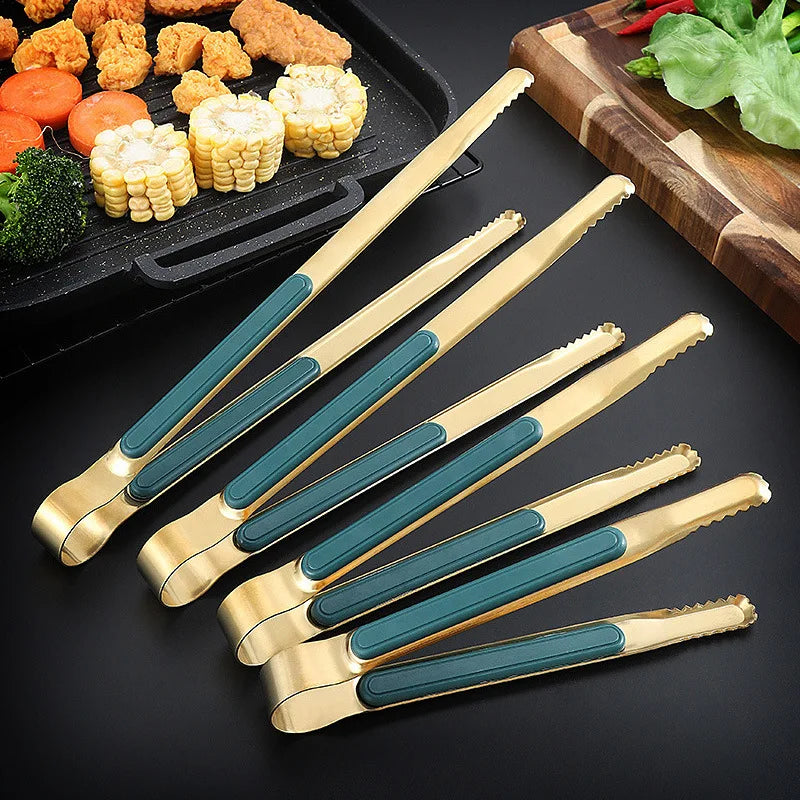 Axyaa Stainless Steel Non-Slip Food Tong Korean Style BBQ Bread Ice Clip