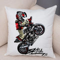 Axyaa Extreme Sports Motorcycle Pattern Cushion - Cartoon Design for Home & Car