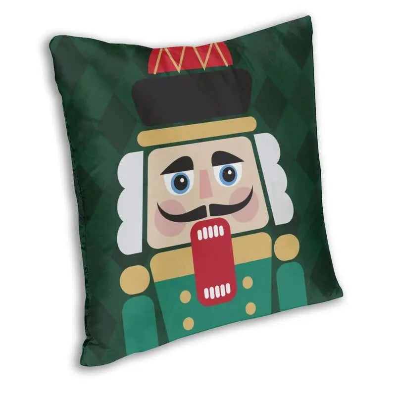 Nutcracker Doll Cushion Cover - Axyaa Square Throw Pillow for Christmas Home Decor