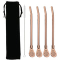 Axyaa Gold Stainless Steel Tea Filter Straws Set with Brush and Bag