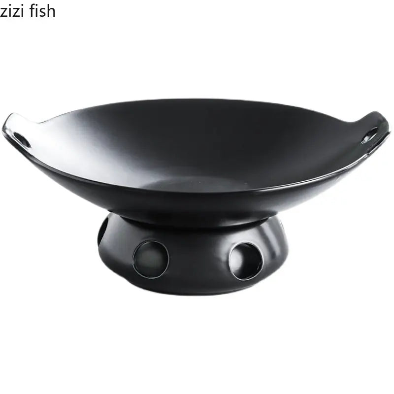 Axya Ceramic Dinner Plates Hot Pot Stove Set - Creative, Irregular Design Solid Color Tableware.
