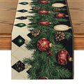 Axyaa Christmas Ball Fir Snow Table Runner for Home Decor & Parties