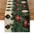 Axyaa Christmas Ball Fir Snow Table Runner for Home Decor & Parties