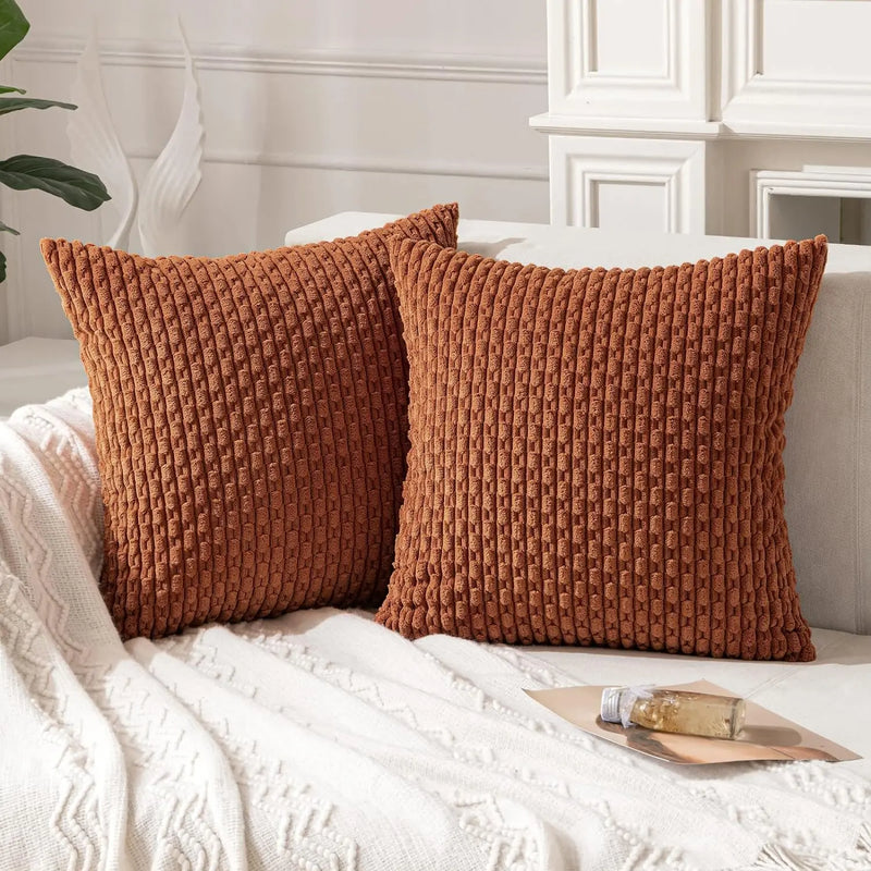 Axyaa Soft Striped Cushion Covers 20x20 Inch for Living Room Decor