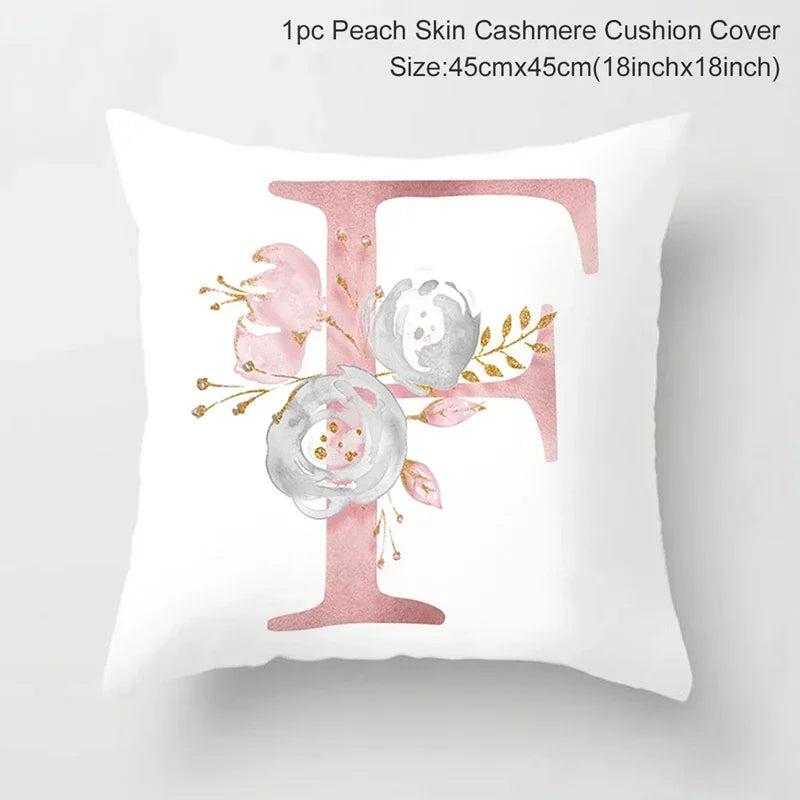 Axyaa Pink Letterwork Cushion Cover 45*45cm, Wedding Party Decor, Elegant Wedding Pillow
