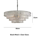 Axyaa Modern Grey Glass Chandelier, Ceiling Mounted Oval Lighting Fixture for Living Room