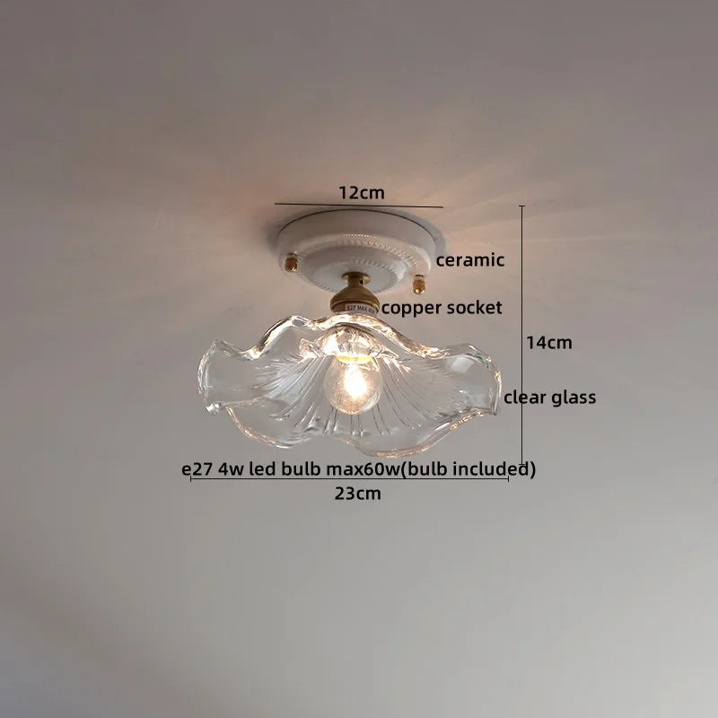 Axyaa Ceramic LED Ceiling Light - Creamy White Nordic Indoor Lamp