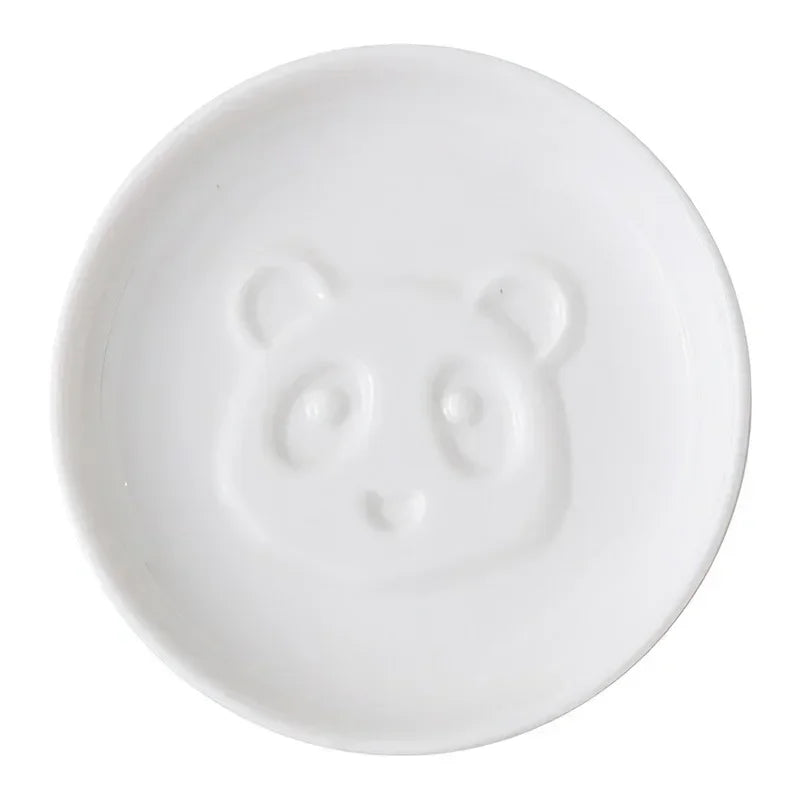 Axya Panda White Porcelain Small Plate Mini Seasoning Saucer Home Kitchen Tableware