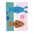 Axyaa Dino Dog & Rabbit Plaid Blanket - Furry Warm Faux Fur Throw