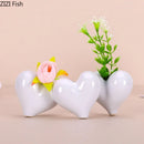 White Ceramic Heart Vase Axyaa Desktop Decor Hydroponic Dried Flower Arrangement