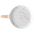 Axyaa Gold Ceramic Pizza Plate with Wooden Handle - Dessert & Pasta Western Food Plate