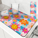 Axyaa Sunflower Anti-slip Draining Mat - Quick Dry Kitchen & Bathroom Absorbent Pad
