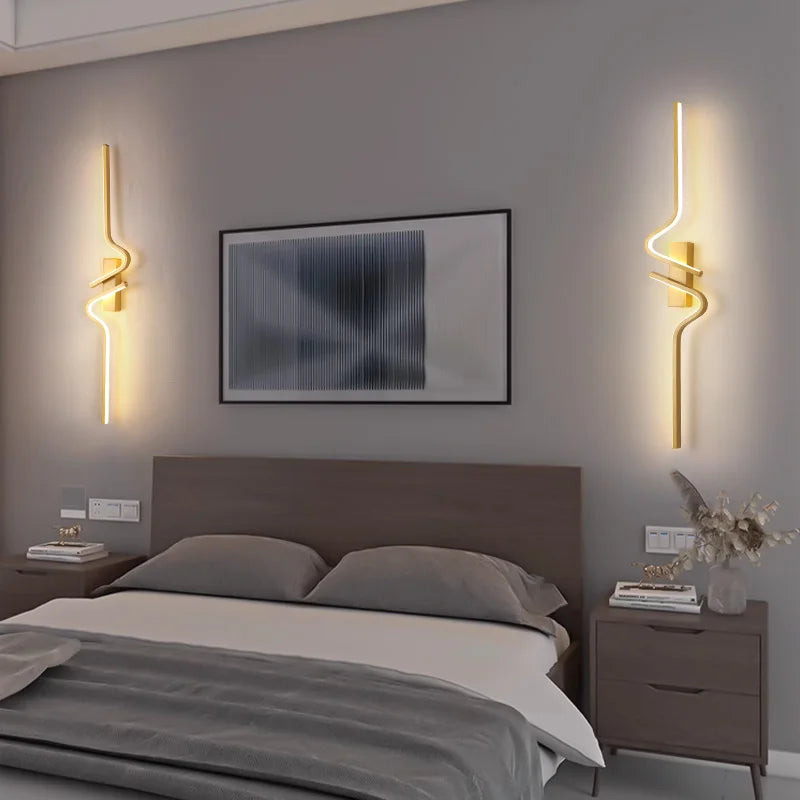 Axyaa Golden LED Wall Lamp for Living Room Bedroom Home Decor