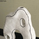 Axyaa Ceramic Hollow Vase: Artificial Flower Arrangement for Aesthetic Room Decor
