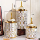 Axyaa White Gold Ceramic Vase General Jar Jewelry Storage Creative Decorations