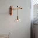 Axyaa Glass Flower LED Wall Lamp with Flexible Arm, Wood Modern Nordic Design