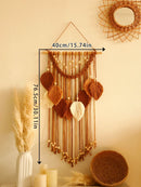 Axyaa Leaf Macrame Tapestry Brown Green Wall Hanging Boho Home Decor Aesthetic Gift