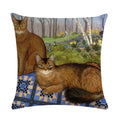Axyaa Retro Cat Linen Pillowcase 45*45cm - Home & Sofa Decoration
