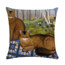 Axyaa Retro Cat Linen Pillowcase 45*45cm - Home & Sofa Decoration