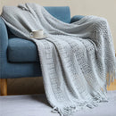 Axyaa Knitted Throw Blanket with Tassels - Soft, Cozy, Lightweight for Home