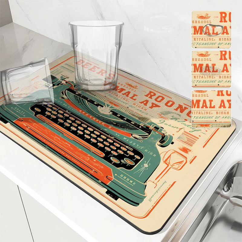 Axyaa Square Coffee Table Drain Pad - Absorbent & Anti-Slip Kitchen Mat